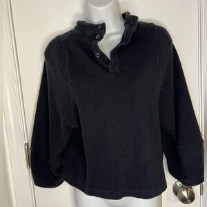 Cropped Black Button-Up Sweater